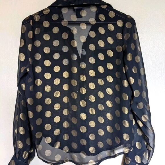 Gold Metallic Semi Sheer Top Size M - Picture 6 of 7